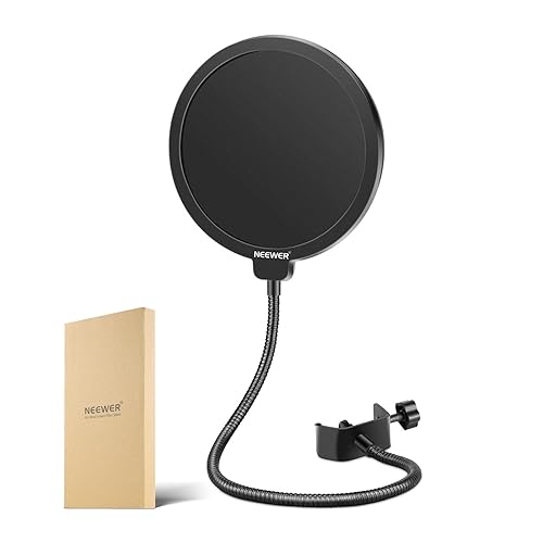 Neewer Professional Microphone Pop Filter Shield Compatible with Blue Yeti and Any Other Microphone, Dual Layered Wind Pop Screen With A Flexible 360
