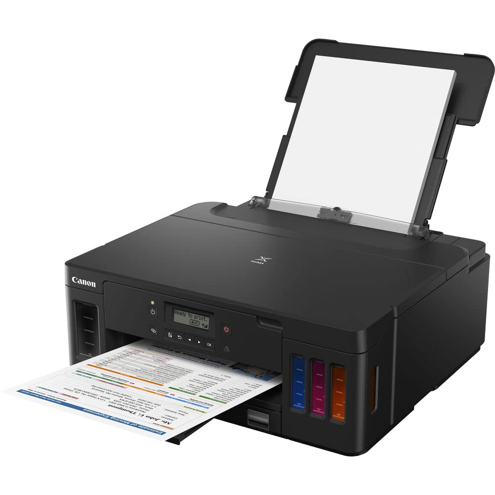 Canon PIXMA G5020 Wireless MegaTank Inkjet Printer 3112C002 with Mobile Printing + Photo Print & Auto 2-Sided + Refillable Ink Bottles + 2 Extra Black