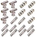 BeElion 20 Pack BNC Adapters, Mixed M/M F/F T-Type BNC Connectors, 50&75 Ohm Coaxial Couplers for CCTV, Satellite, Antenna & Amateur Radio