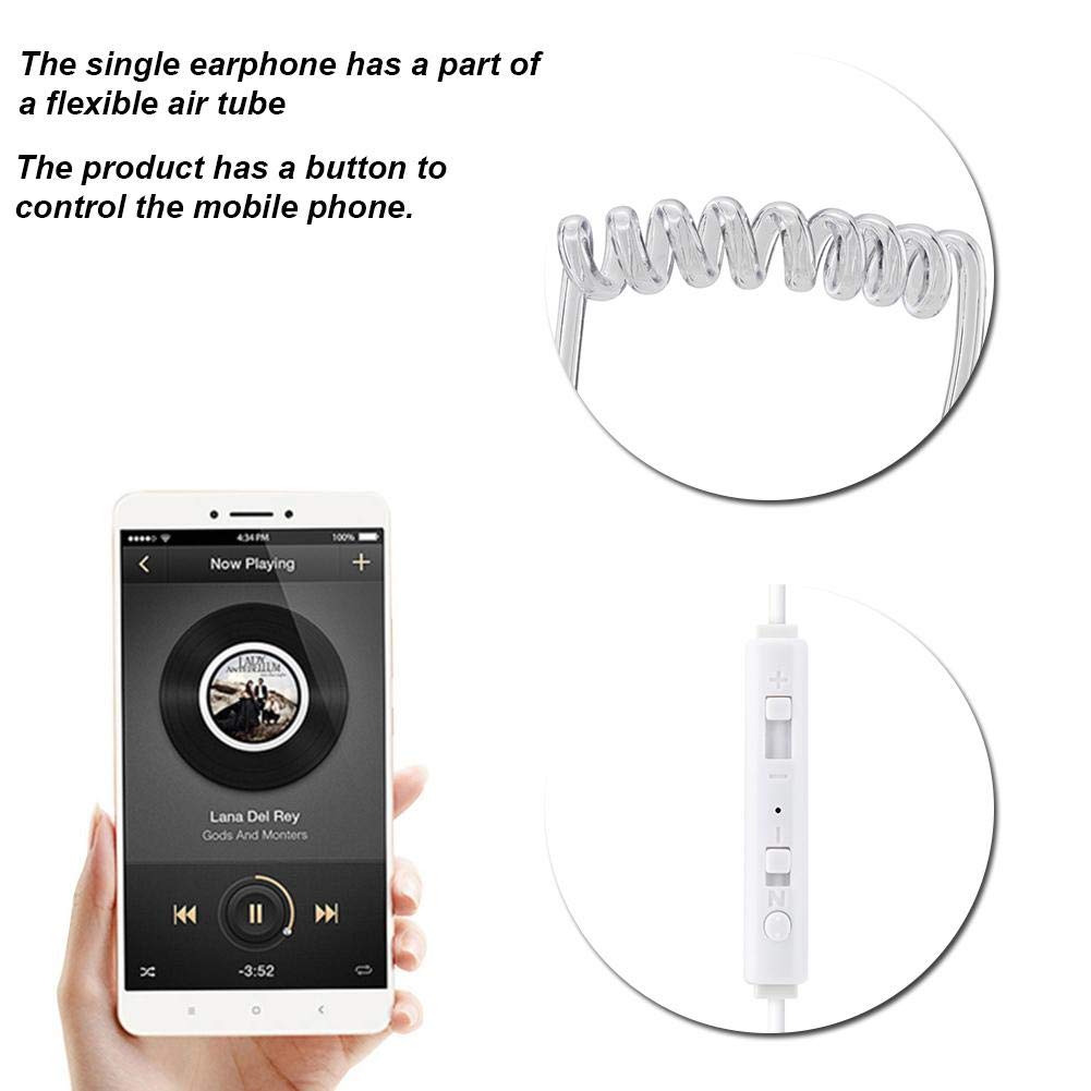 Yoidesu Universal 3.5mm Jack Acoustic Hollow Air Tube Earbuds Headphones with Microphone,Anti-Radiation in-Ear Single Earbud,Wired Cell Phone…