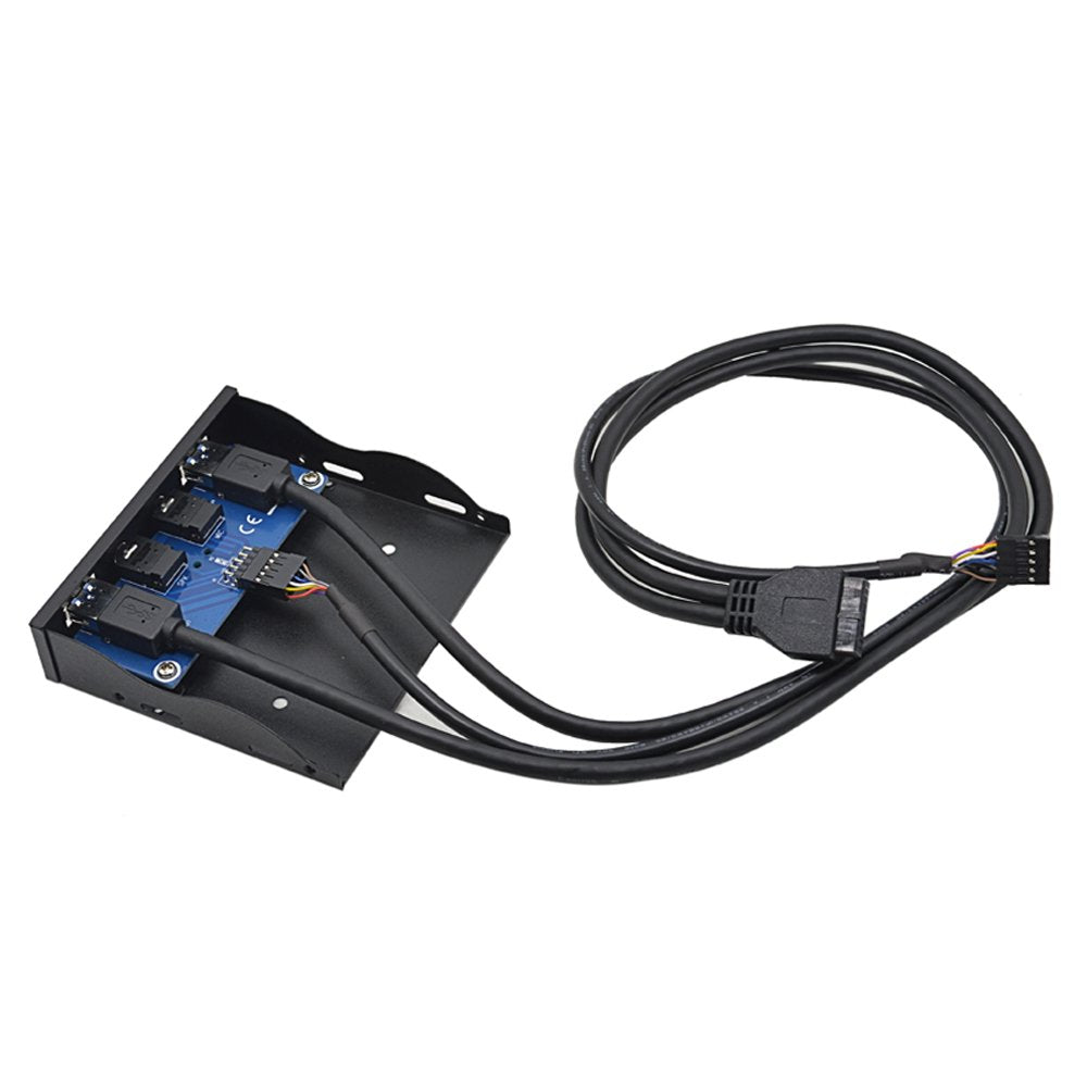 C-Zone 3.5" Floppy Bay High Speed 5 Gbps 20Pin 2 Port USB 3.0 Hub HD Audio 3.5mm Earphone Jack Mic Interface PC Front Panel Adapter