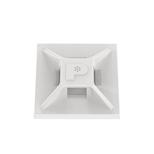 Panduit ABMM-AT-C Adhesive Backed Cable Tie Mount, 4-Way Mount, Pre-Installed Adhesive, Indoor/High Temp Environment, ABS, Acrylic Mounting Method