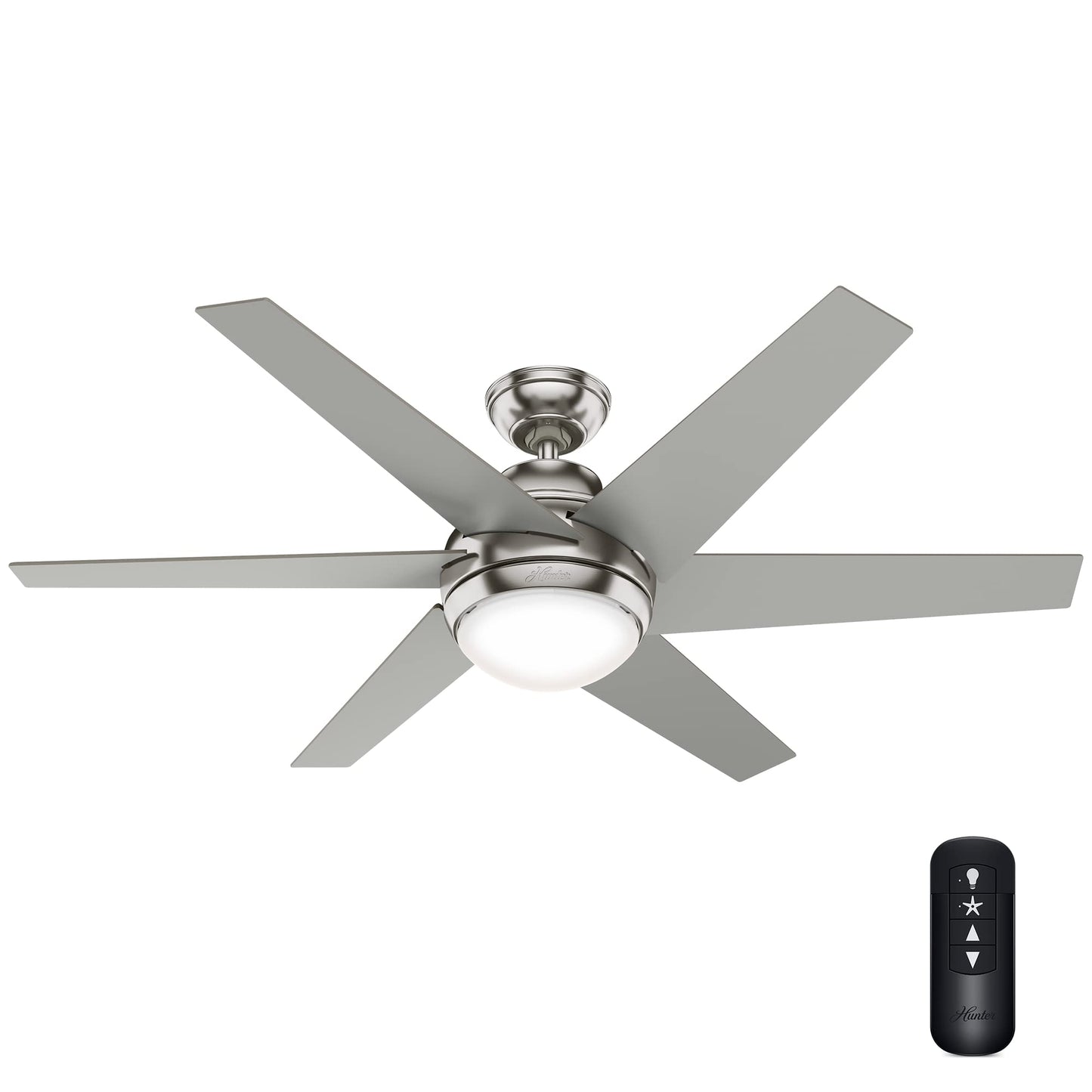 Hunter Fan 52 inch Casual Brushed Nickel Indoor Ceiling Fan with Light Kit and Remote Control (Renewed)