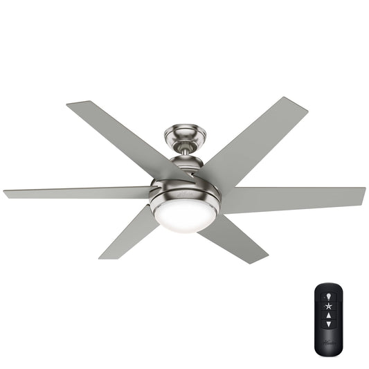 Hunter Fan 52 inch Casual Brushed Nickel Indoor Ceiling Fan with Light Kit and Remote Control (Renewed)