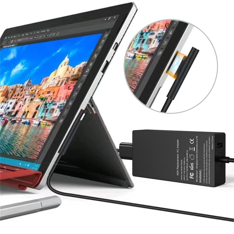 Compatible with Microsoft Surface Charger,65W Surface Pro Charger,Compatible with Surface Pro 11,9,8,7,6,5,4,3,X Surface Laptop 7,6,5,4,3,2,1 Surface