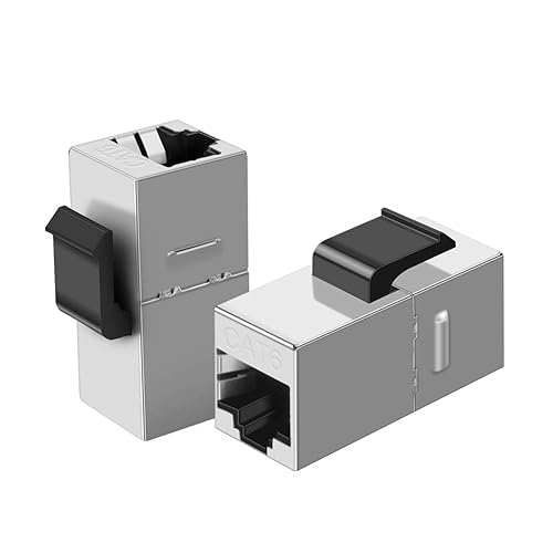 CableCreation RJ45 Coupler Female to Female, Ethernet Coupler, 5-Pack Shielded Inline Modular Coupler for Cat6 8P/8C Ethernet Cable Extender Adapter