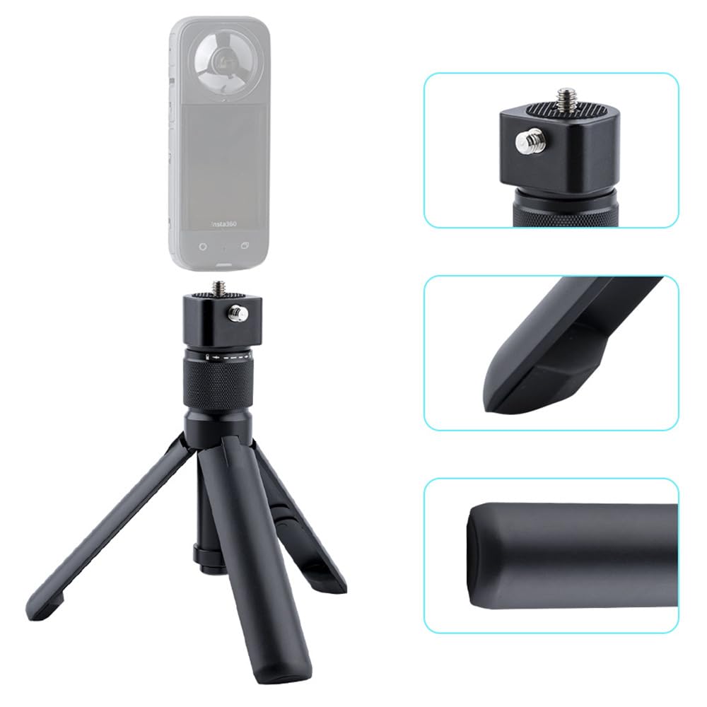 Bullet Time Handle Tripod Rotating Grip for Insta360 X5/X4/X3, DJI OSMO Pocket 3, GoPro - 360° Rotating Grip, 1/4" Thread, 6 lbs Capacity, Compact