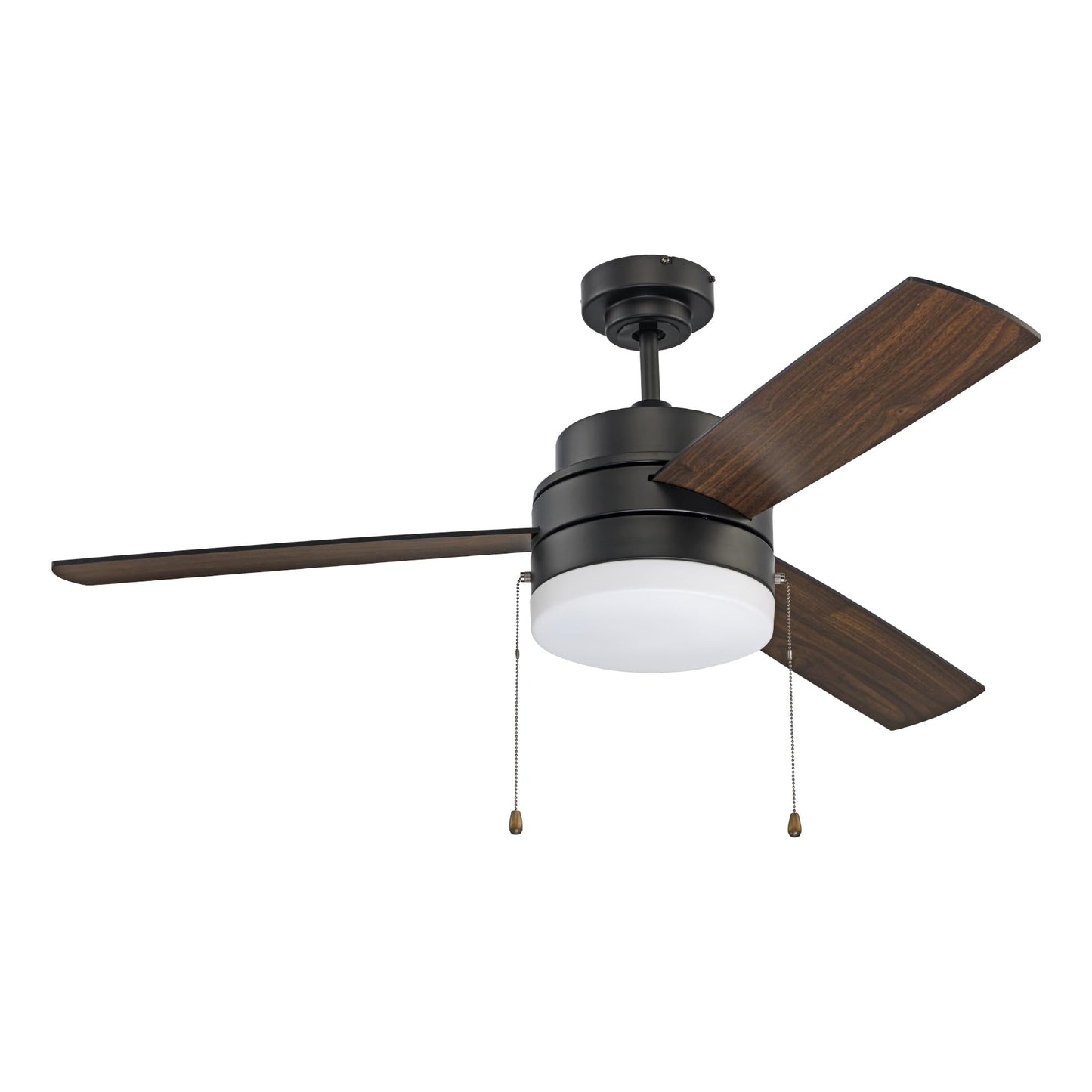 Asher Hamilton AHF-216BK Angle 52 Inch Indoor Ceiling Fan | 3 Blade Configuration | Requires E26 Medium Base Bulbs | Dry Rated | Frosted Glass Shade |