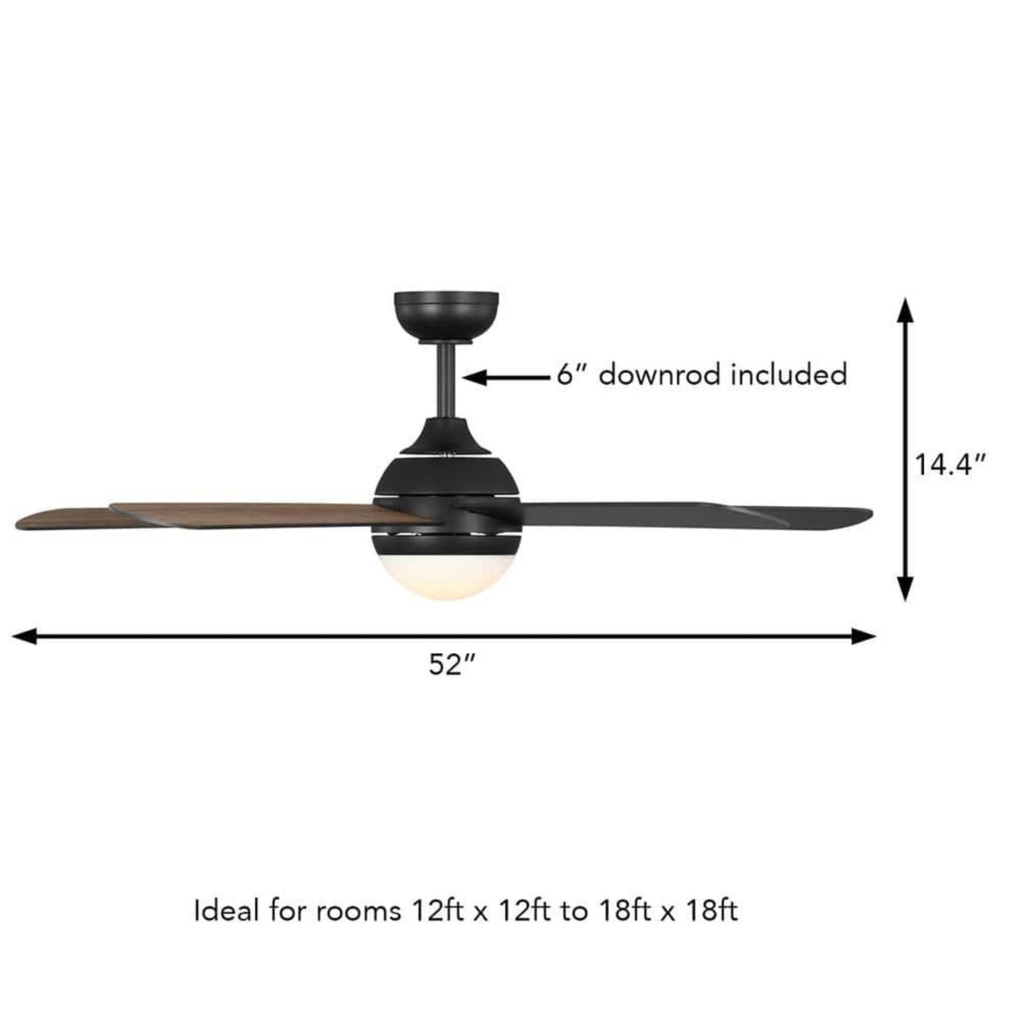 Hampton Bay Morland 52 in. Smart Indoor/Covered Outdoor Matte Black Ceiling Fan with Remote and Integrated LED Powered by Hubspace 59080