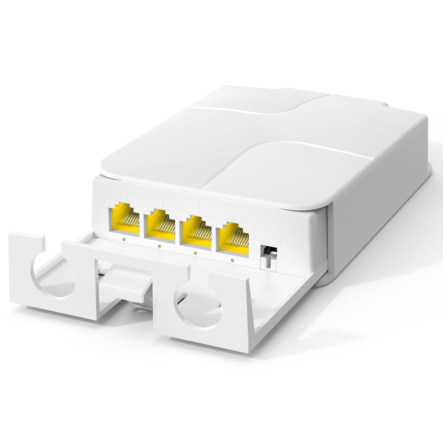Outdoor Gigabit PoE Extender 1 in 3 Out, VunLink Waterproof 4-Port PoE Repeater, IEEE 802.3af/at, 100m (328ft) Extension, Plug & Play, VLAN, Wall