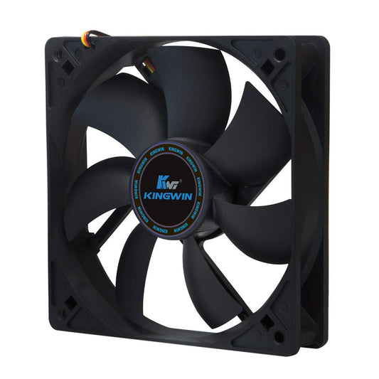 Kingwin 120mm Silent Fan for PC Cases, CPU Coolers, Mining Rigs - Quiet Computer Cooling Fan with Long Life Sleeve Bearing, High Airflow Ventilation