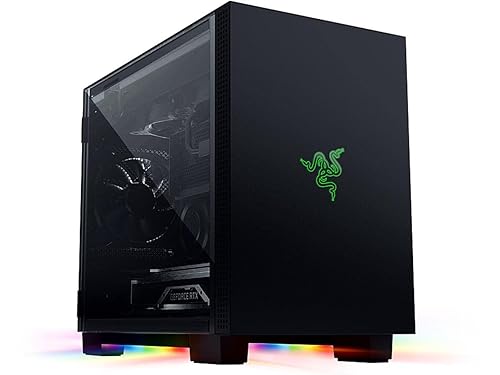 Razer Tomahawk Mini-ITX Gaming Case: Dual-Sided Tempered Glass Swivel Doors, Ventilated Top Panel, Chroma RGB Underglow Lighting, Built-in Cable