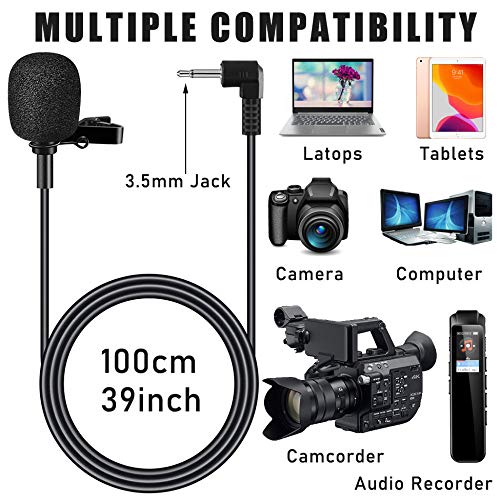 EXMAX Wired Lavalier Micophone 3.5mm Lapel Microphone Cord Omnidirectional Lav Mic Clip for ATG-100t EX-100 Wireless Tour Guide System Transmitter