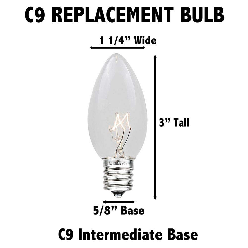 Novelty Lights 5 Pack Pure White C9 LED Outdoor Christmas Light Bulbs