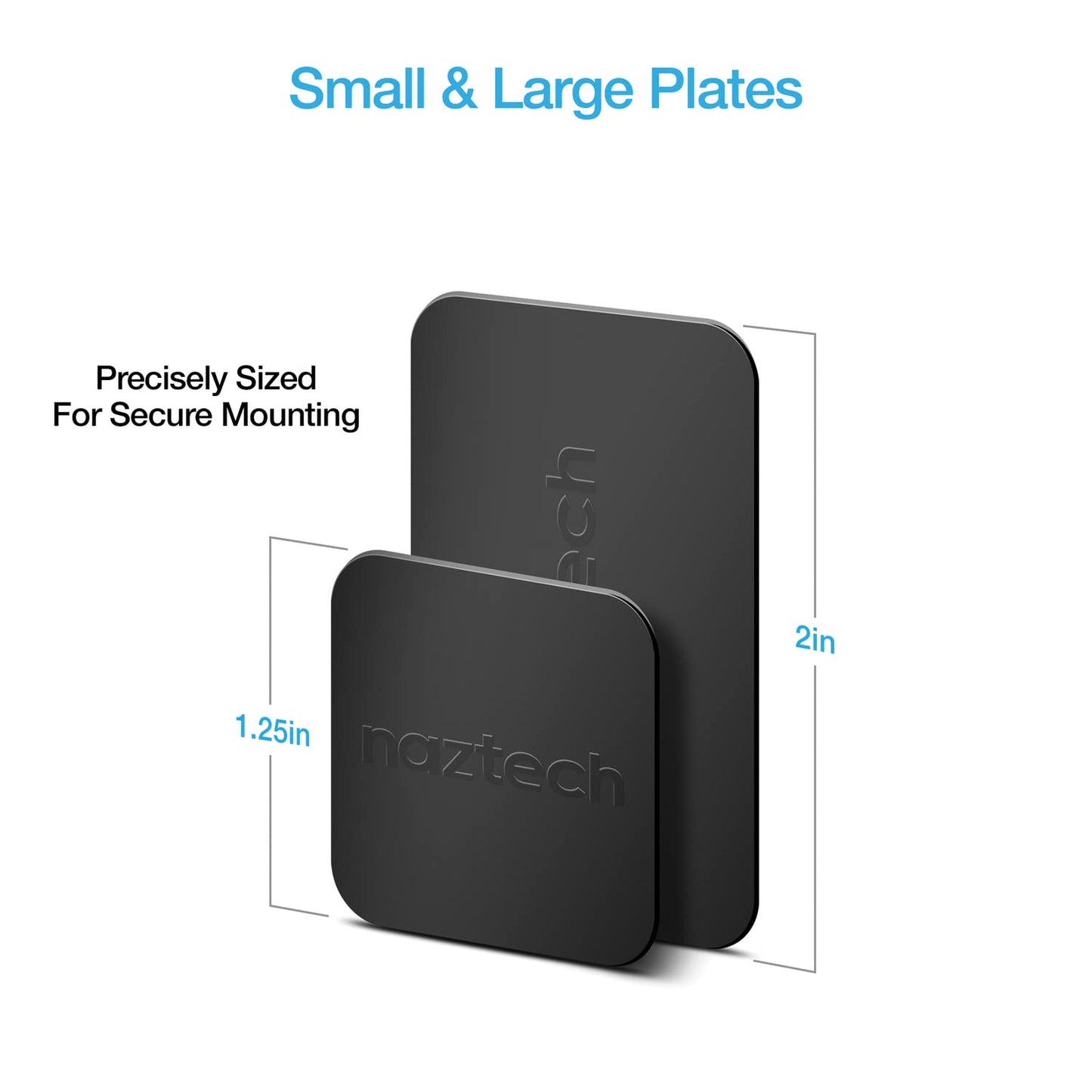 Naztech MagBuddy 2 Pack Phone Magnet Metal Plates - Ultra-Thin Magnetic Plate with Strong Adhesive Backing, Compatible with Magnetic Mounts for iPhone