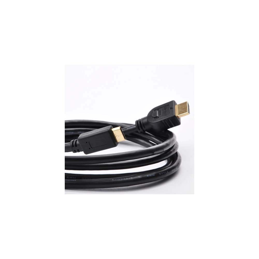 Mini HDMI to HDMI Cable - High Speed (3 ft) - clocked at 10.2 Gbit/s, Bandwidth of 340 MHz - 3D BluRay or TV - 24k Gold Plated Contacts