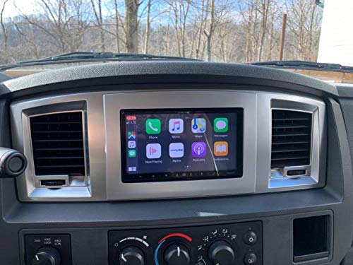 Silver Double Din Dash Install Kit w/Wiring Harness Radio Stereo Compatible with Dodge Ram