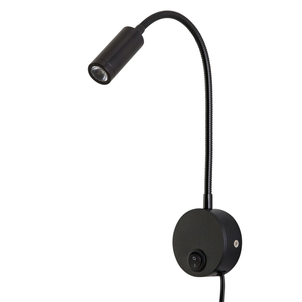Agese Wall Mounted Reading Light Sconces Lamp LED 3W Warm White 3000K Plug Cord Black Finished 1 Piece