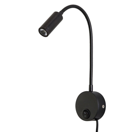 Agese Wall Mounted Reading Light Sconces Lamp LED 3W Warm White 3000K Plug Cord Black Finished 1 Piece