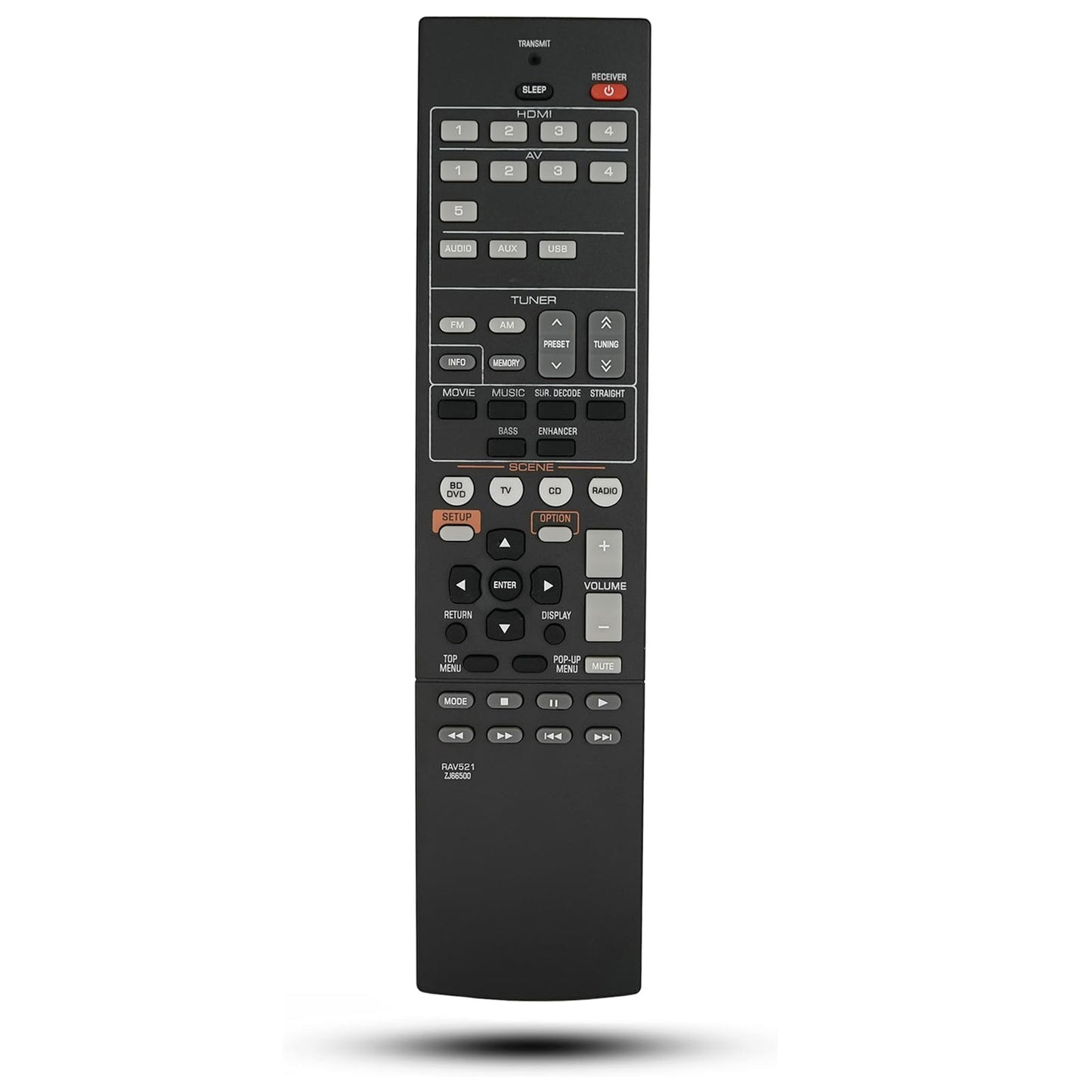 RAV521 ZJ66500 Audio Receiver Replacement Remote Control for Yamaha HTR-3067, RX-V377, YHT-4910U RX-V377BL MT-7955
