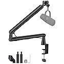BOSEEN Low Profile Mic Arm Stand,Adjustable Desk Clamp Mic Boom Arm with 360°Swivel and Detachable Rise Column?Built-In Cable Management,with Mic Clip