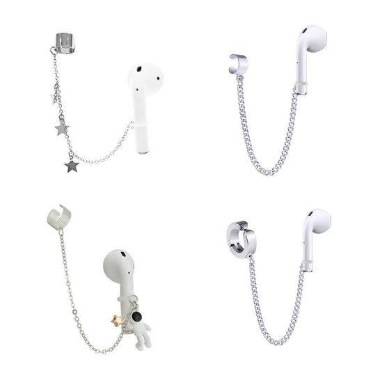 CCeCCe 4 Pair Wireless Earbuds Anti-Lost Straps Wireless Ear Buds Clip Holder Protector Lanyard Chain Earrings for Apple AirPods Echo Buds Bluetooth