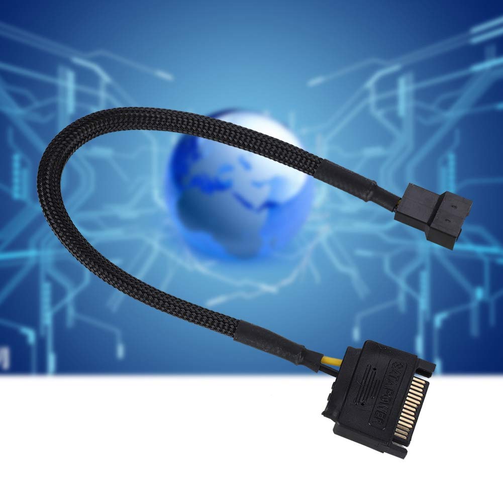 Zopsc Cooling Fan Adapter Cable 15Pin to 4Pin Converter 22AWG Cable SATA Support Power Your Fan with SATA 15Pin Connectors, 5PCS Per Set
