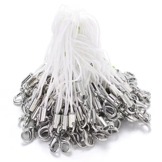 ZhangyiHot 20 Pcs White Lanyard Phone Ring Strap,Cell Phone Backpack Lanyard, Lobster Clasp,Cellphone Strap Charm Cords for Cell ID Card Badge Décor