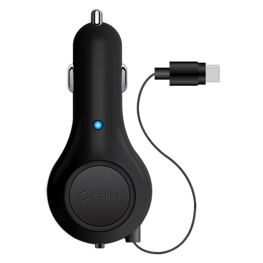 Retractable USB-C Fast Car Charger Compatible for Apple iPhone 15, Samsung Galaxy Smartphones, Google Pixel iPad, iPad Air, iPad Pro, iPad Mini