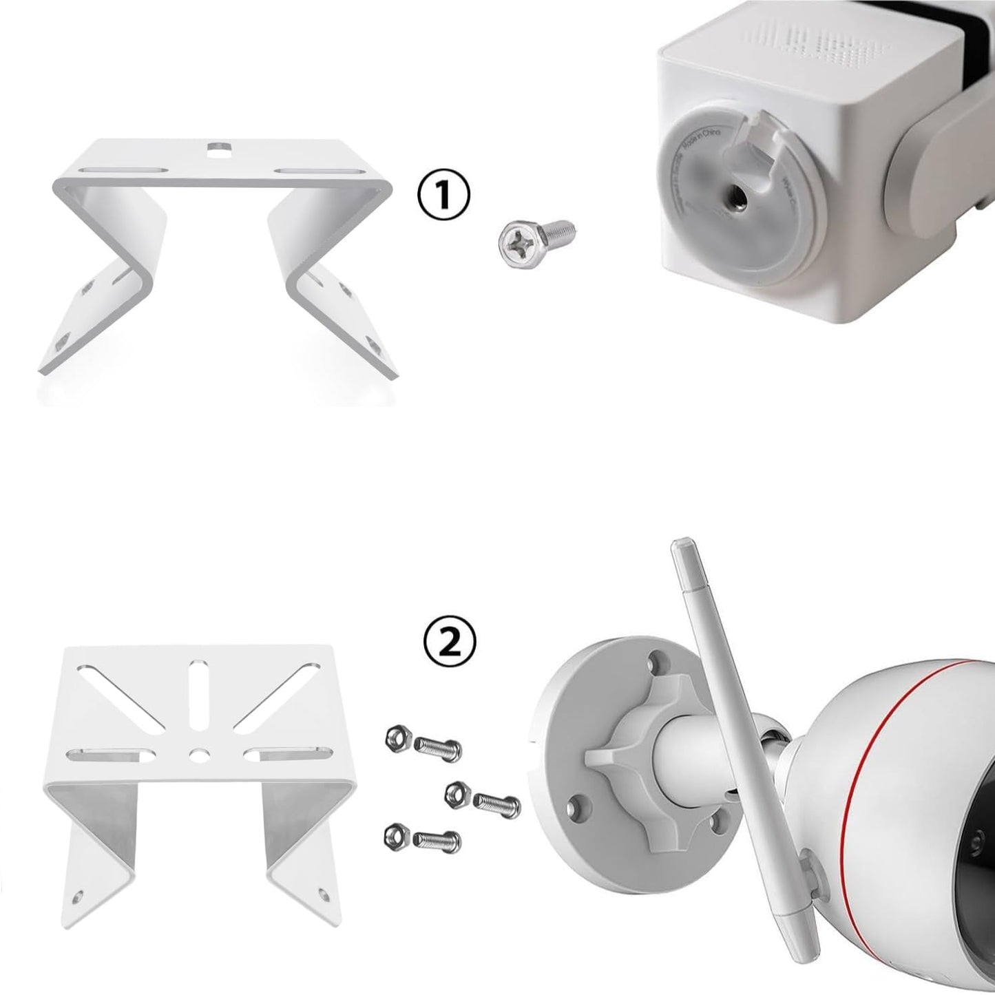 CTXSumTec Heavy-Duty Corner Security Camera Bracket - Weatherproof White Metal Mount for Outdoor Surveillance Systems | Compatible with Exterior