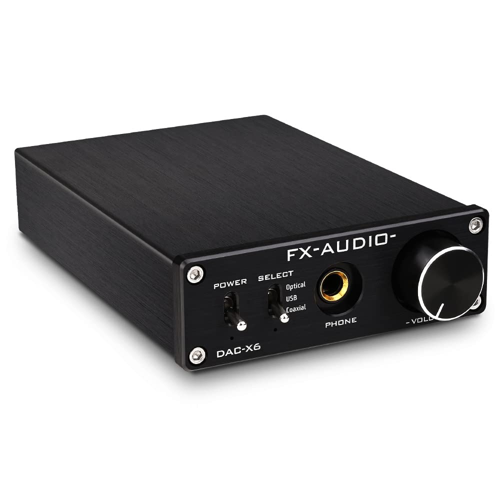FX-Audio DAC-X6 Headphone amp Mini HiFi 2.0 Digital Audio Decoder DAC Input USB/Coaxial/Optical Output RCA/Headphone Amplifier 24Bit/96KHz DC12V