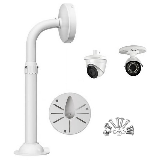 J-Shaped Dome Camera Mount, 11.8"-23.6" Telescopic Adjustable Bracket, Heavy-Duty Aluminum Alloy Wall/Ceiling Mount for Indoor/Outdoor CCTV Security