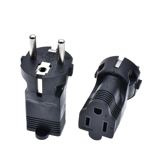 Toptekits Euro US Plug Adapter,USA NEMA 5-15R Receptacle to European EU Schuko CEE 7 Power Converter, US EU Plug Adaptor, European USA Plug Adapter…