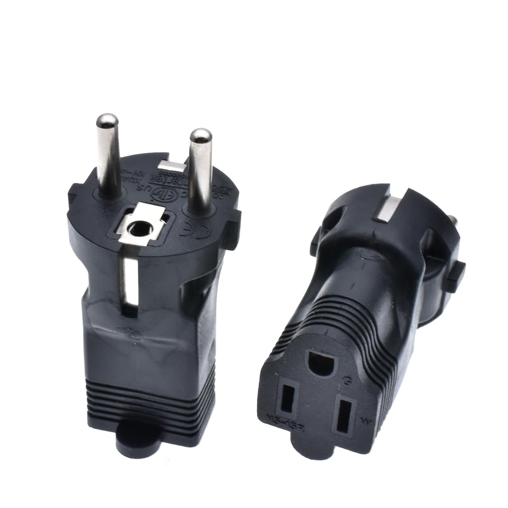Toptekits Euro US Plug Adapter,USA NEMA 5-15R Receptacle to European EU Schuko CEE 7 Power Converter, US EU Plug Adaptor, European USA Plug Adapter…