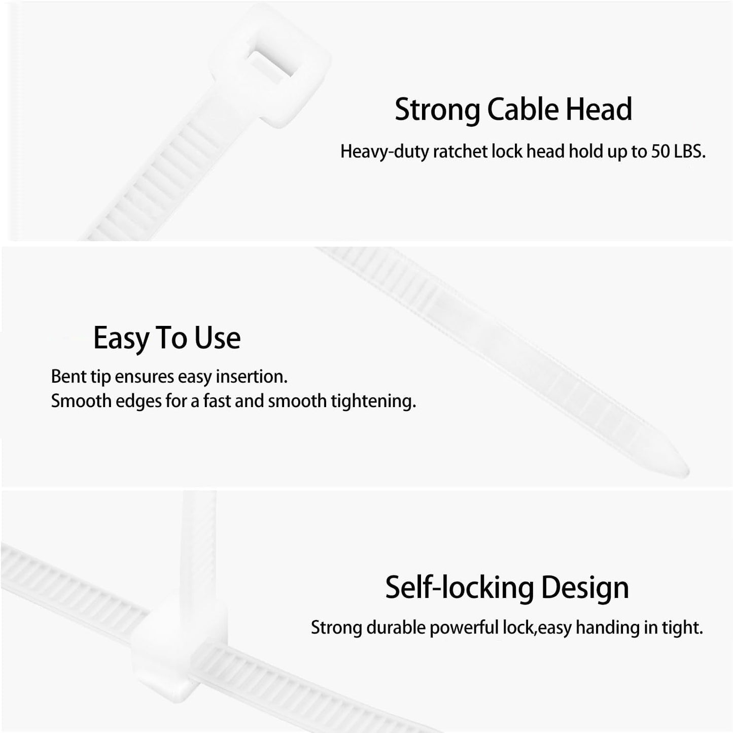 ALIPOBO 14 inch White Zip Ties, 100 Pack, 50 LBS Tensile Strength, UV Resistant, Multi-Purpose Self-Locking Nylon Cable Ties for Indoor and Outdoor