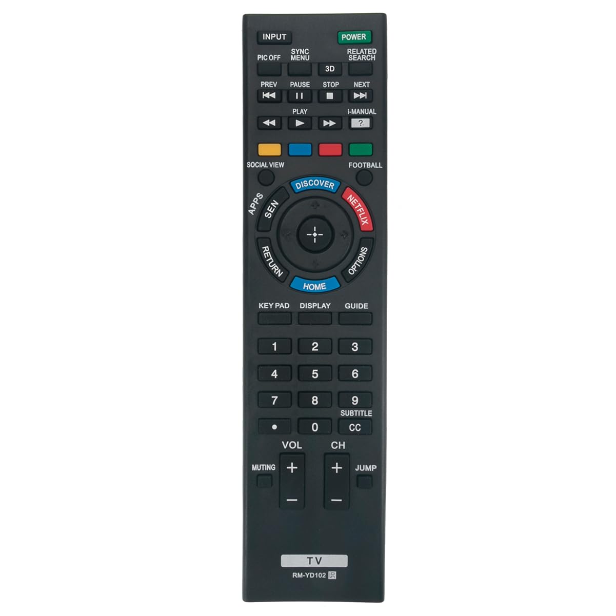 RM-YD102 Rmyd102 Replacement Remote Control Applicable for Sony Bravia TV KDL-50W790B KDL-50W800B KDL-55W790B KDL-55W800B KDL-55W950B KDL-55X830B