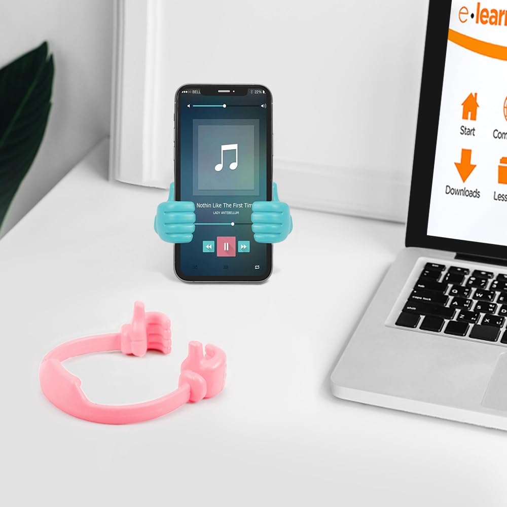 LucyPhy 8 Pack Thumbs up Cell Phone Holder, Adjustable Silicone Tablet Stand, Portable Desktop OK Stands Compatible with Smart Phones iPhone iPad