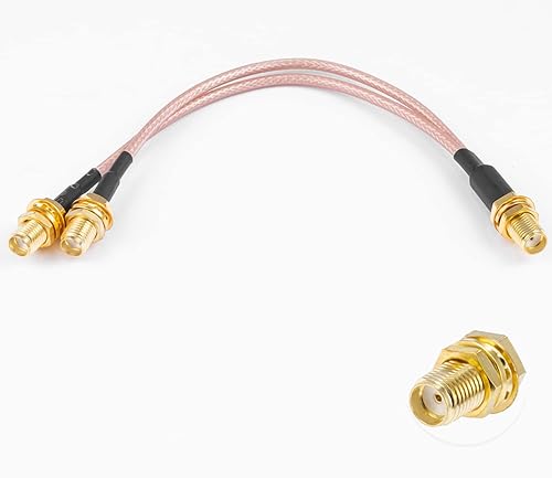 POBADY 6" SMA Female to SMA Dual Female Splitter Coax Cable 3 Way V-Type RG316 50 Ohm for 2G 3G 4G LTE Antenna Router Gateway Modem MiFi Mobile