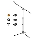 InnoGear Microphone Stand, Boom Arm Mic Stand Floor Detachable Height Adjustable Heavy Duty with Mic Clip Holder Metal Base for Blue Yeti HyperX