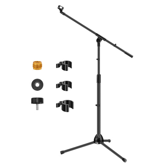 InnoGear Microphone Stand, Boom Arm Mic Stand Floor Detachable Height Adjustable Heavy Duty with Mic Clip Holder Metal Base for Blue Yeti HyperX