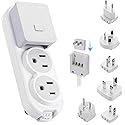 Ceptics Travel Power Strip - Small & Compact - Surge Protector - Grounded USB + Type C - 2 USA Outlets Input - Plugs for Europe, Asia, China, USA