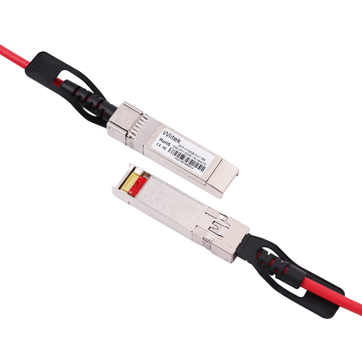 [Red Colored] 1m 10G SFP+ DAC Twinax Cable, 10Gbase-CU SFP+ Copper Cable, Compatible for Cisco SFP-H10GB-CU1M, Ubiquiti, Juniper, Mellanox, Mikrotik