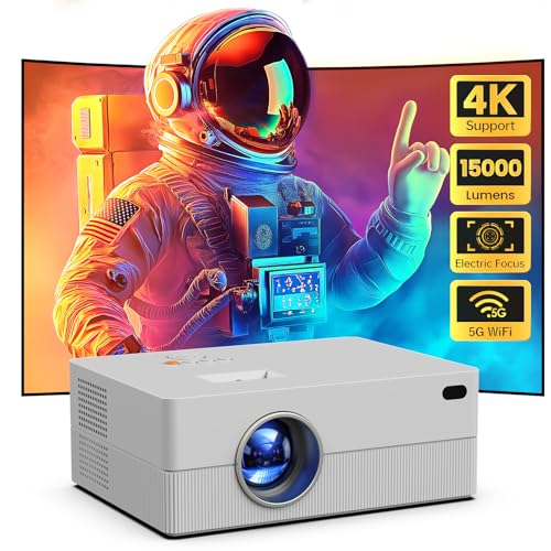 [Electric Focus] Mini Projector with WiFi and Bluetooth, Native 1080P Portable Projector Supported 4K, 15000L Outdoor Projector for Home Theater