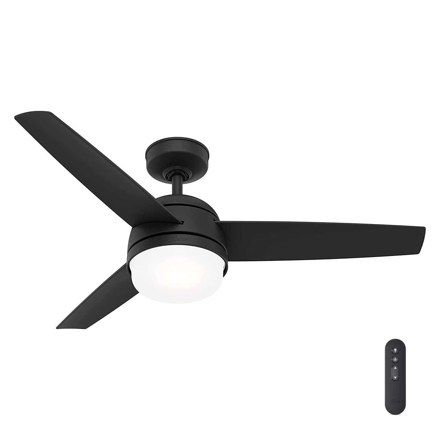 Hunter Fan 48 inch Contemporary Matte Black Indoor Ceiling Fan with LED Light Kit and Remote Control (Renewed)