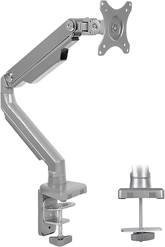 Mount-It! Single Monitor Arm Desk Mount, Mechanical Spring Height Adjustable Monitor Stand for 13-32 Inch Screens up to 17.6 lbs, VESA 75x75