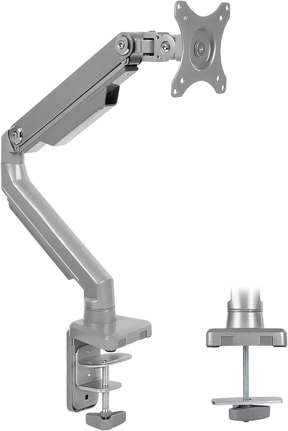 Mount-It! Single Monitor Arm Desk Mount, Mechanical Spring Height Adjustable Monitor Stand for 13-32 Inch Screens up to 17.6 lbs, VESA 75x75
