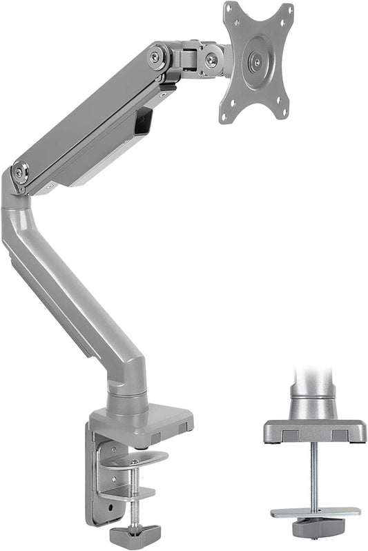 Mount-It! Single Monitor Arm Desk Mount, Mechanical Spring Height Adjustable Monitor Stand for 13-32 Inch Screens up to 17.6 lbs, VESA 75x75