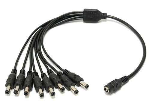 SOLTECH 8 Way DC Power Splitter Cable for Security Cameras 1 Female to 8 Male 5.5 * 2.1mm 8 Channel Y Adaptor for CCTV Surveillance Cameras