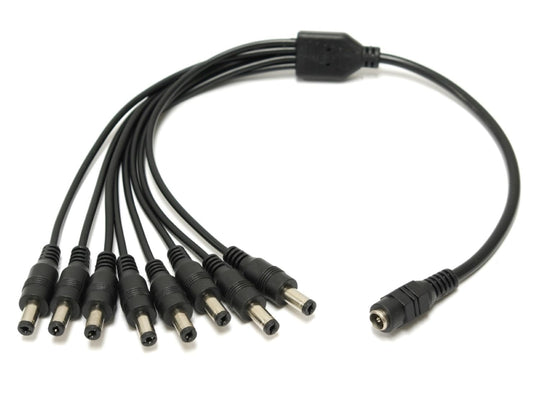 SOLTECH 8 Way DC Power Splitter Cable for Security Cameras 1 Female to 8 Male 5.5 * 2.1mm 8 Channel Y Adaptor for CCTV Surveillance Cameras
