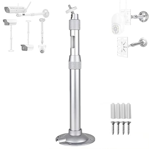 FINXRoll 11.81"-23.62" Silver Telescopic Security Camera Mount, Multi-Angle Wall/Ceiling Bracket for Arlo/Amcrest/Wansview